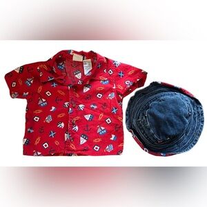 Baby Togs Kidswear Button Down Shirt and matching hat, 3-6 Months